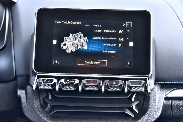 Seryjny w 110S system Alpine Telemetric wyświetla liczne dane dotyczące samochodu, w tym m.in. o funkcjonowaniu 7-stopniowej przekładni.