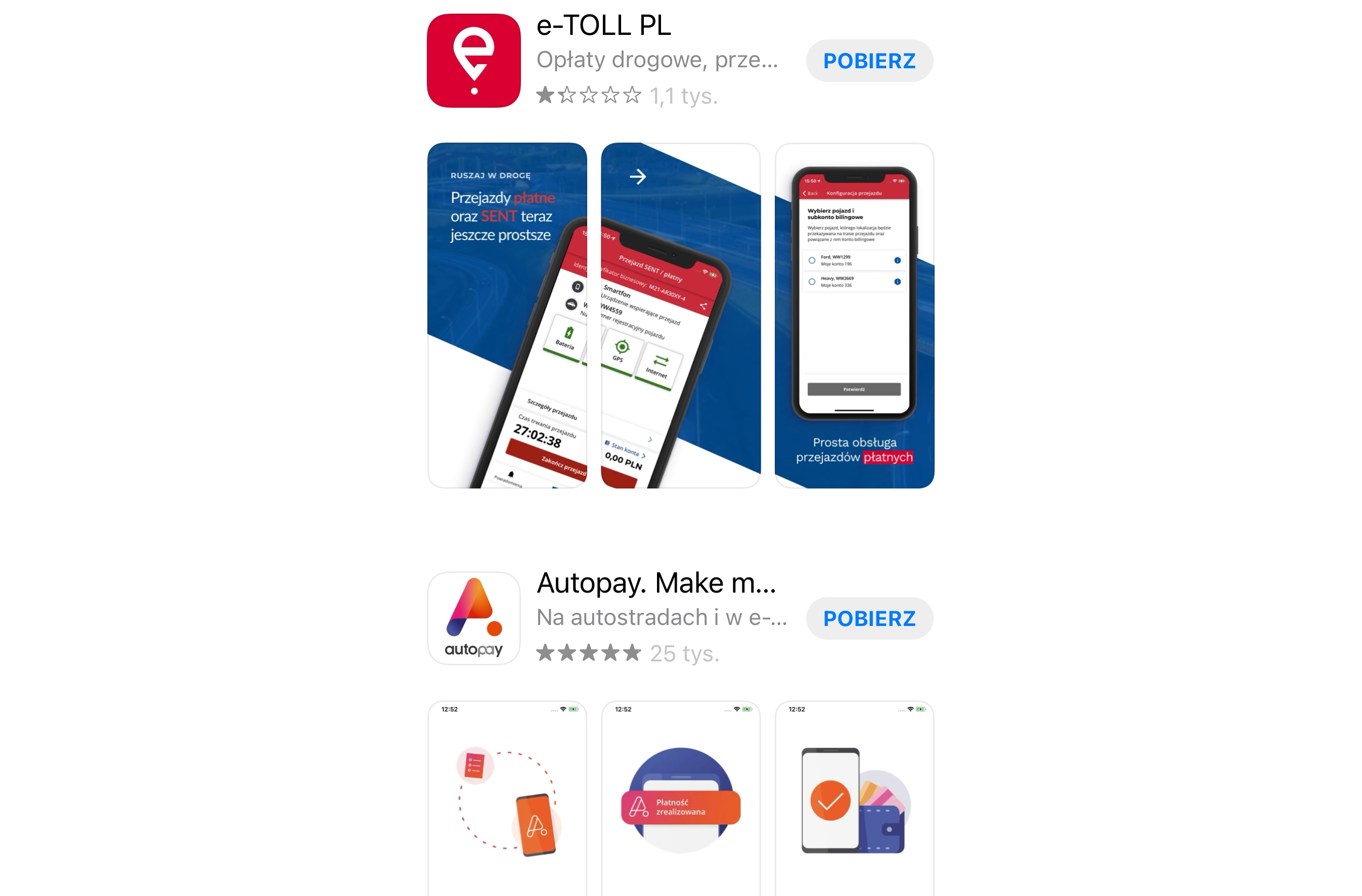 e-TOLL i Autopay w sklepie App Store