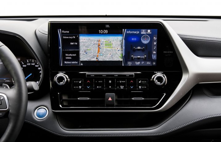 Toyota Highlander 2.5 Hybrid wskaźnik – centralny ekran