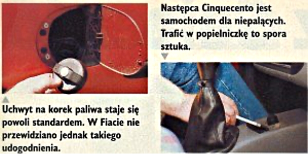 Fiat Seicento korek paliwa popielniczka