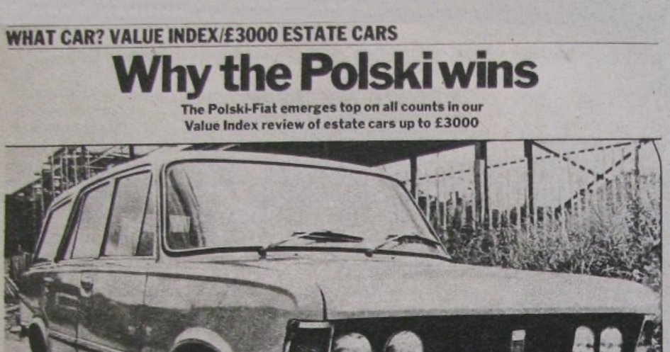 strona tytułowa artykułu z Fiatem 125p z What Car z 1977 roku