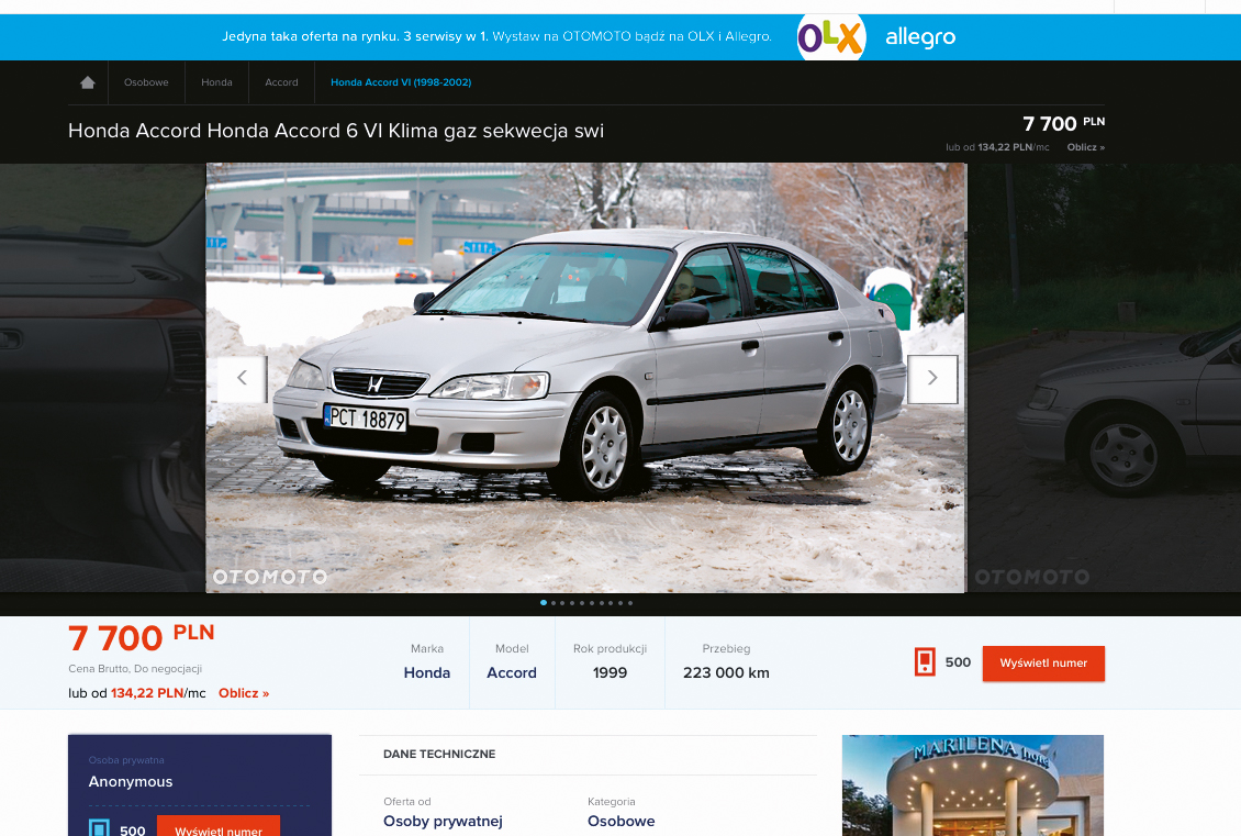 ogloszenie sprzedazy auta