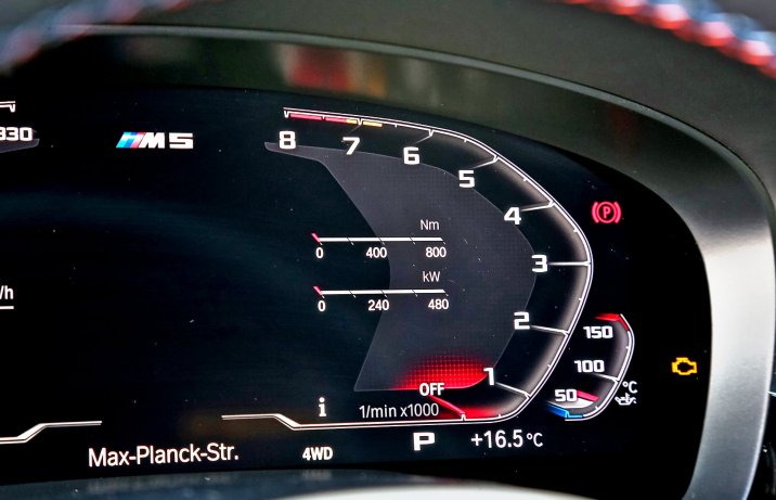 BMW M5 Competition – wskaźnik z obrotomierzem