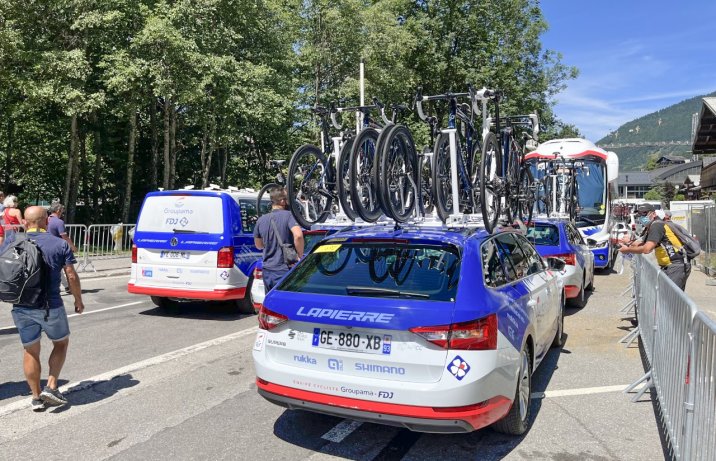Skoda and Tour de France bikes on the roof - back