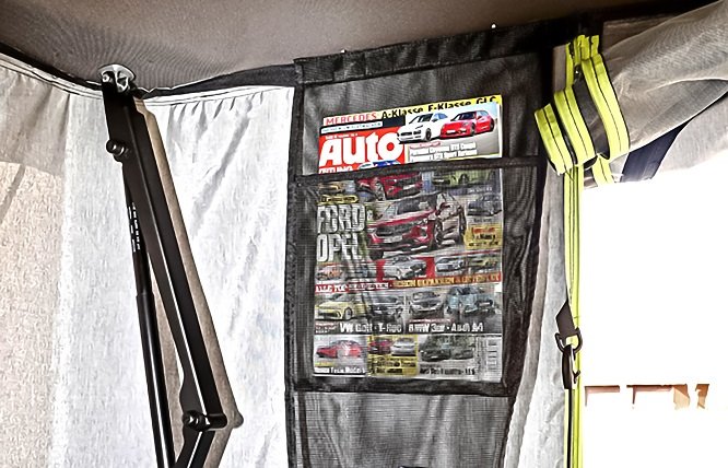 Namiot dachowy – siłowniki i kieszenie