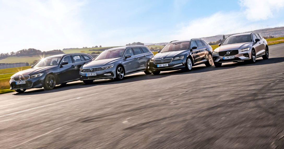 BMW serii 3 Touring, Volkswagen Passat Variant, Skoda Superb Combi, Volvo V60 – przody