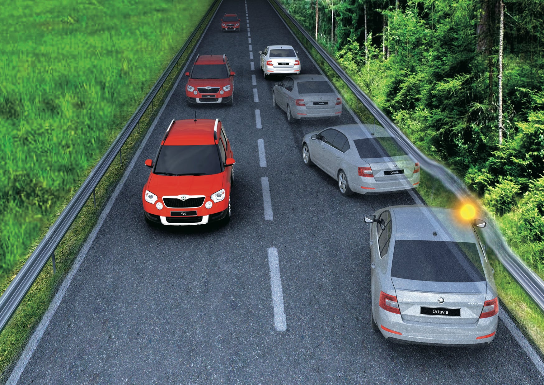 Skoda Octavia III wypadek z Multicollision brake