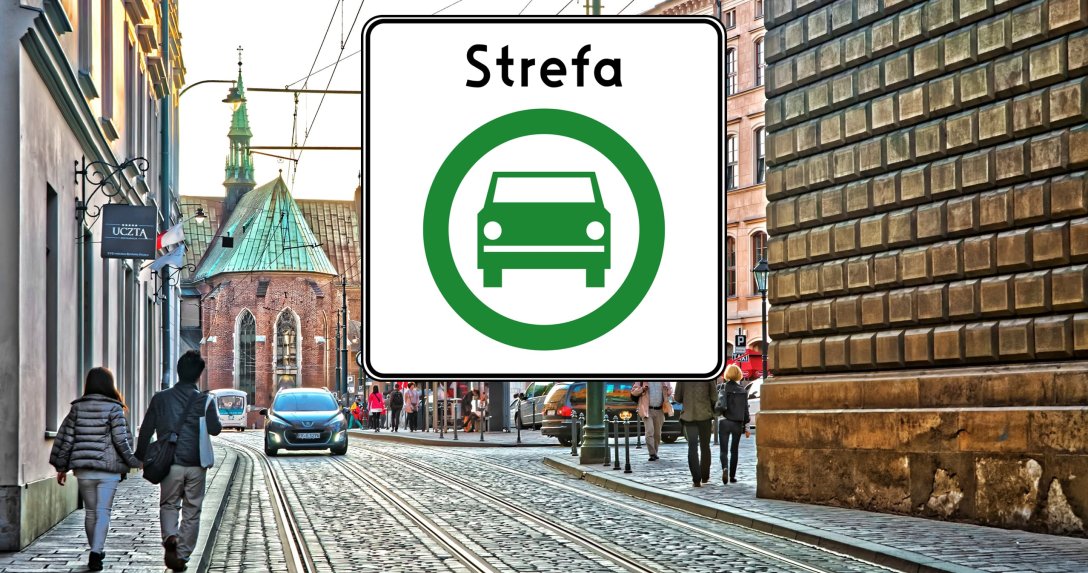 centrum Krakowa znak strefy czystego transportu