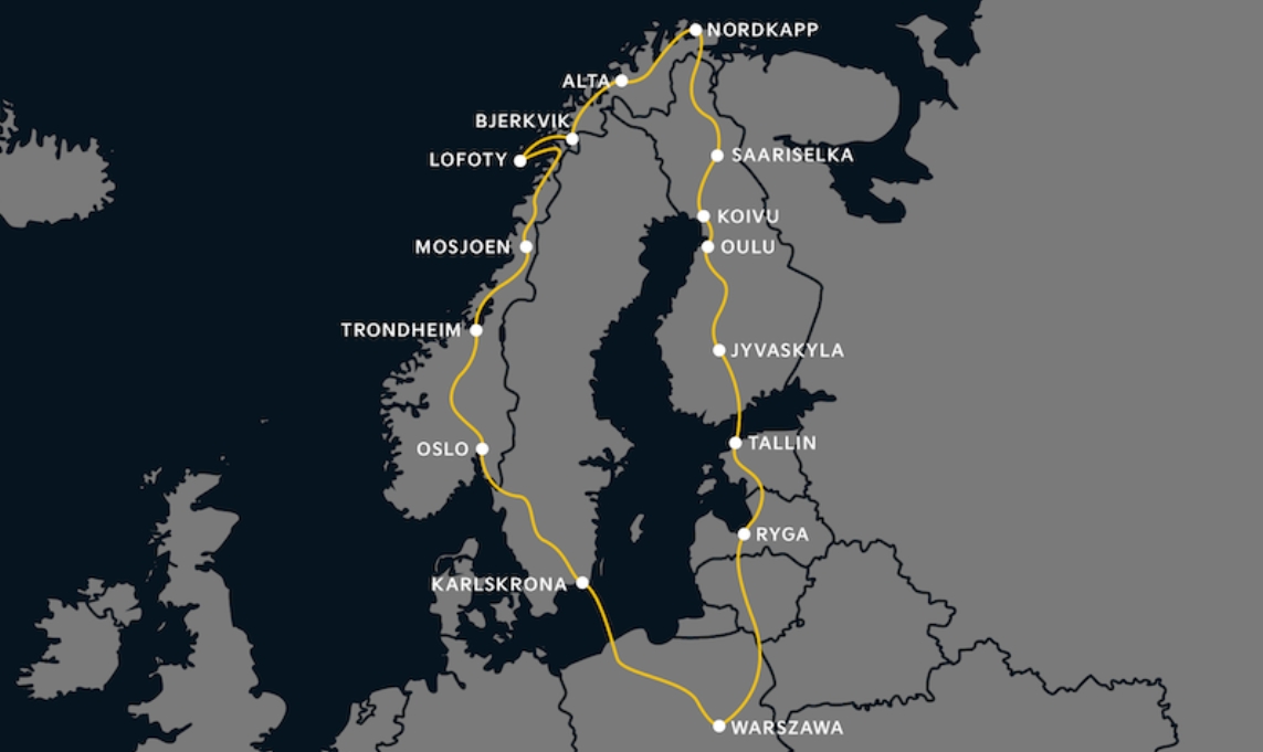 Kia EV6 wyprawa na Nordkapp mapa