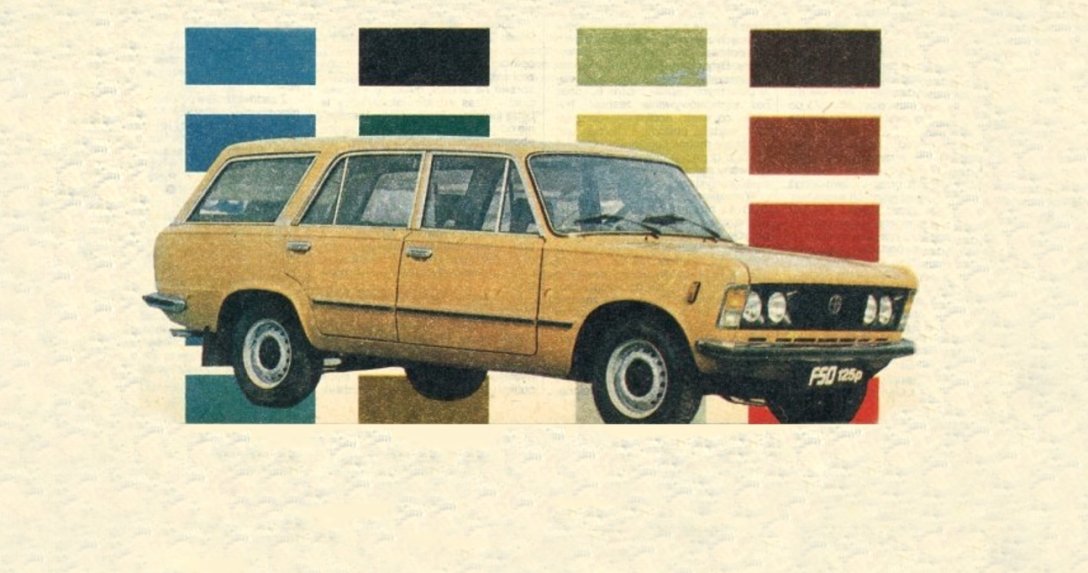 Fiat 125p na tle plety kolorów lakierów