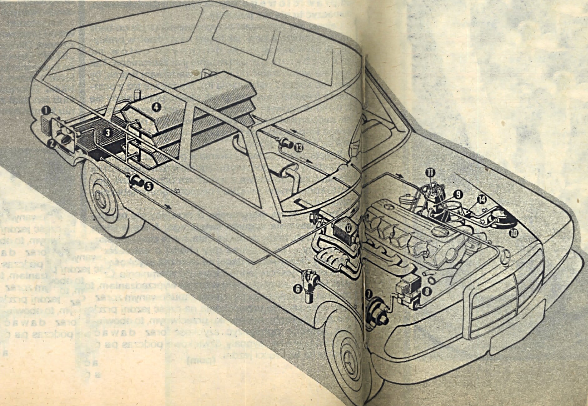 Mercedes S123 prototyp na wodór schemat