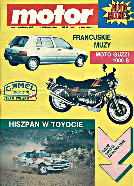 „Motor” numer 32 z 12 sierpnia 1990 roku okładka
