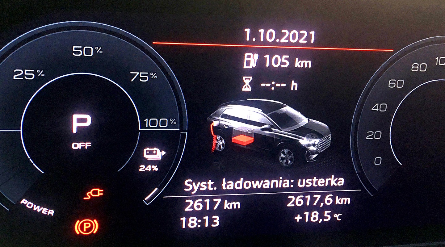 komunikt bledu w trakcie ladowania auta elektrycznego