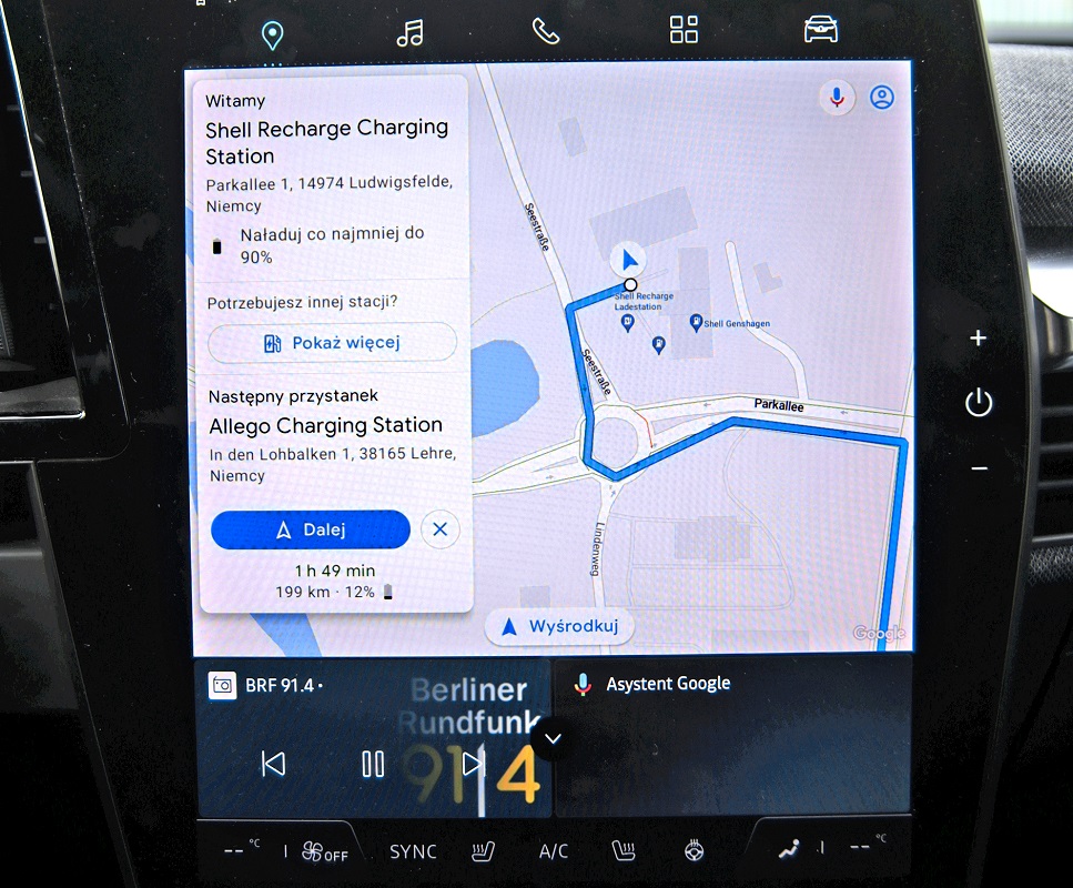 nawigacja auta elektrycznego polozenie sieci ladowarek