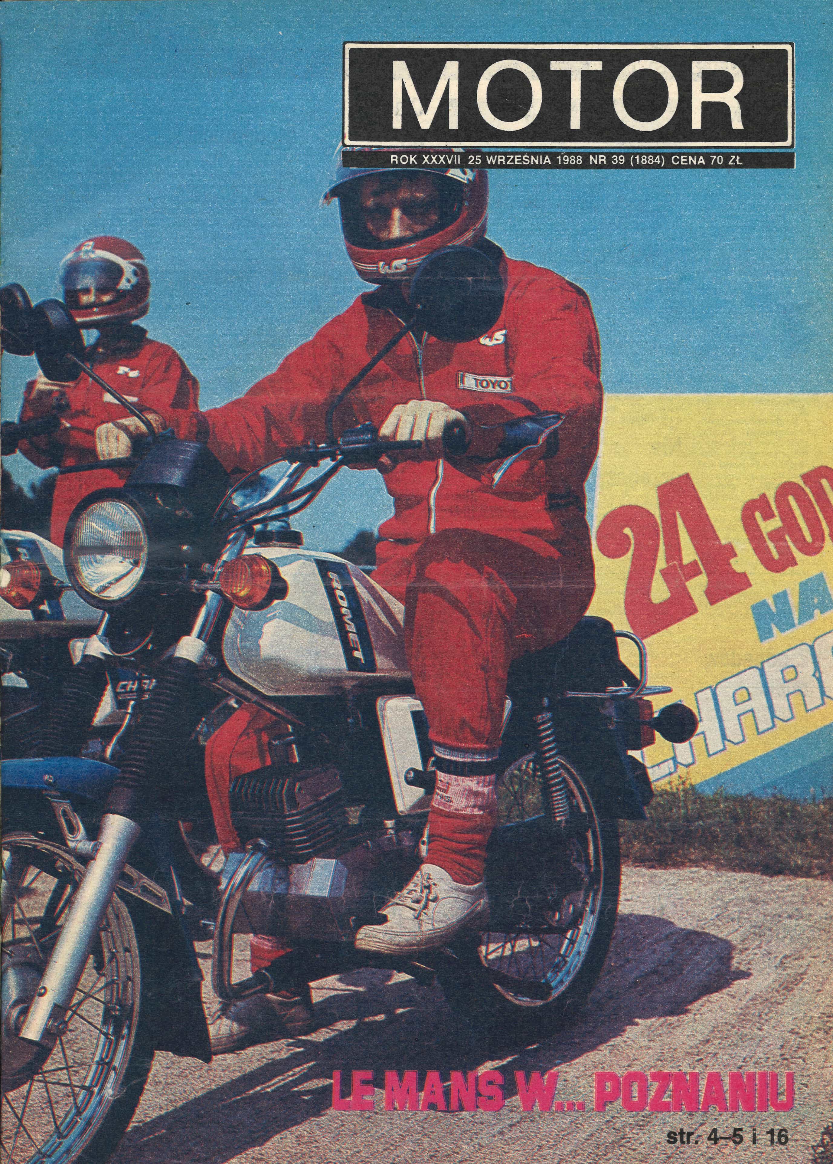 „Motor” nr 39 z 25 września 1988 roku okładka