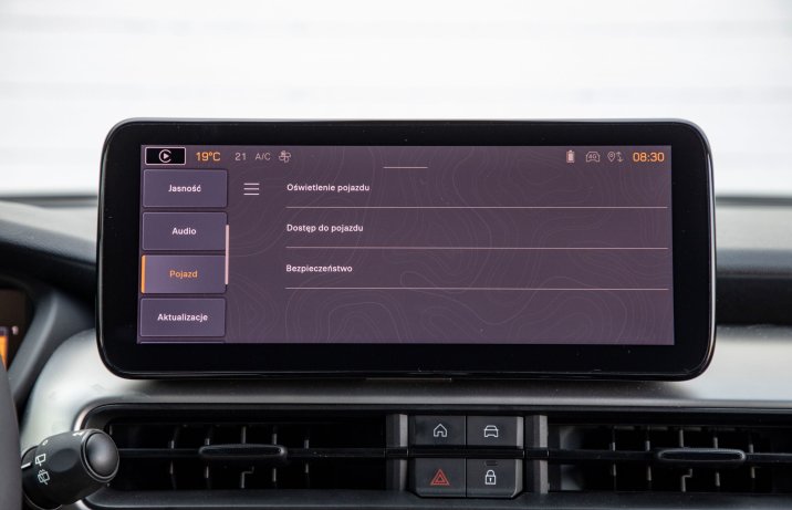 Jeep Avenger - menu ekranu