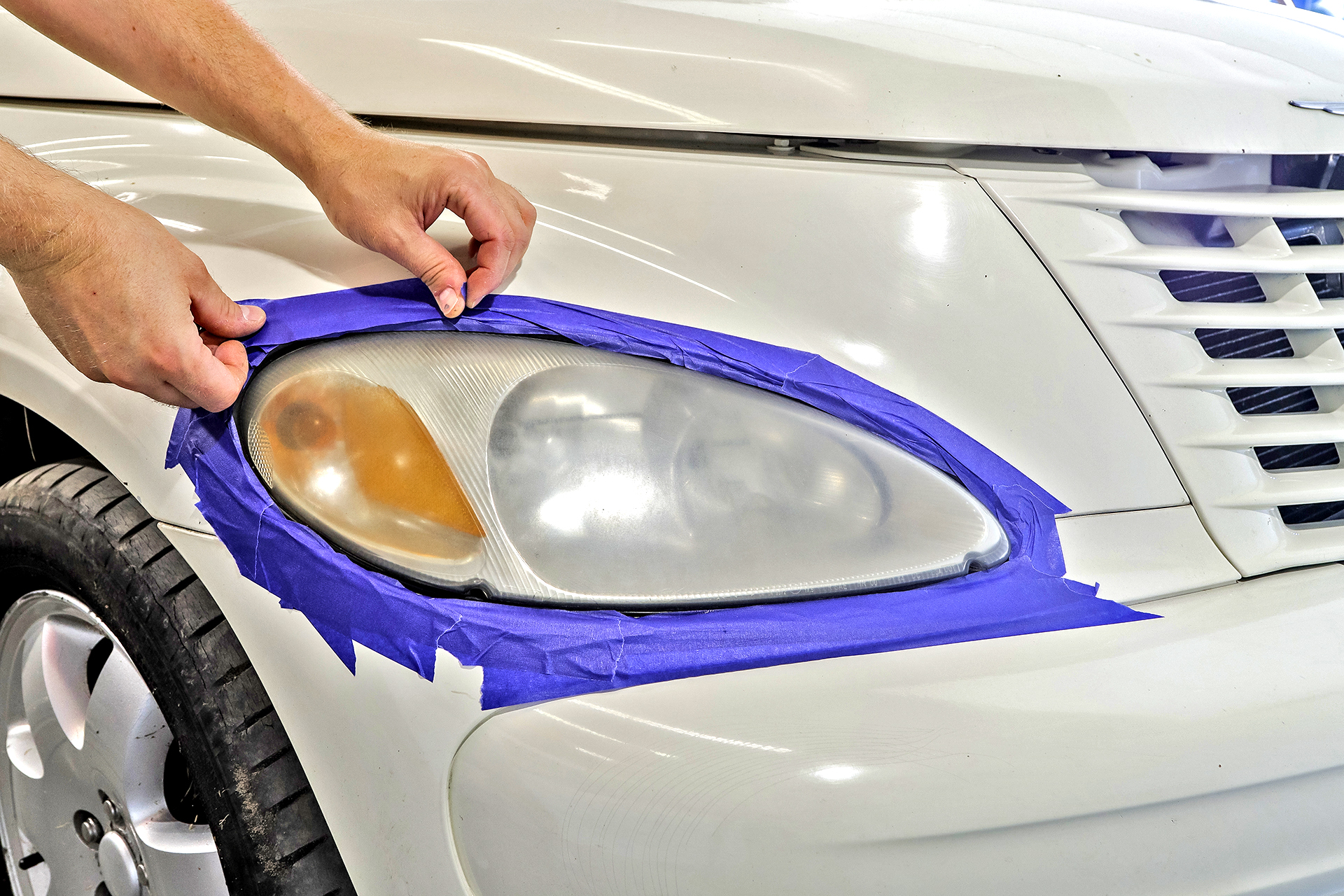 preparat do renowacji reflektorow test_oklejanie