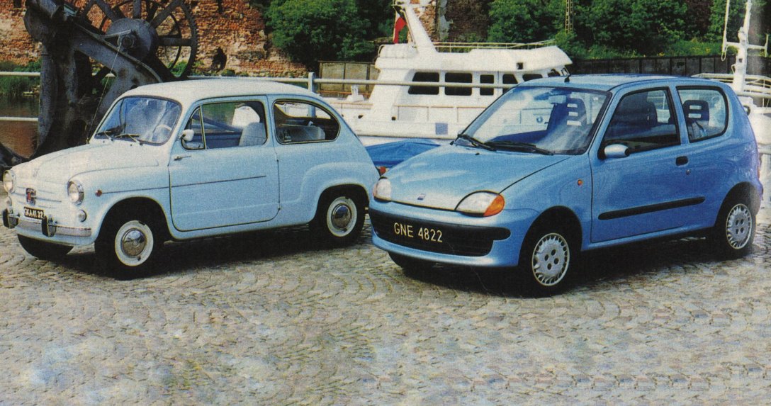 Fiat 600 (1966) i Fiat Seicento (1998) – przody