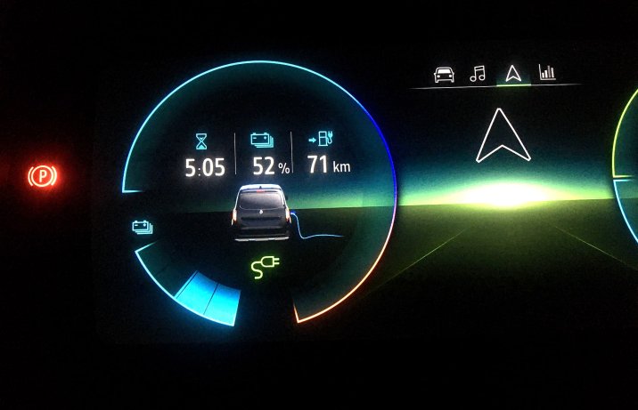 Renault Kangoo E-Tech electric EV45 22 kW Techno – wskaźniki, ładowanie