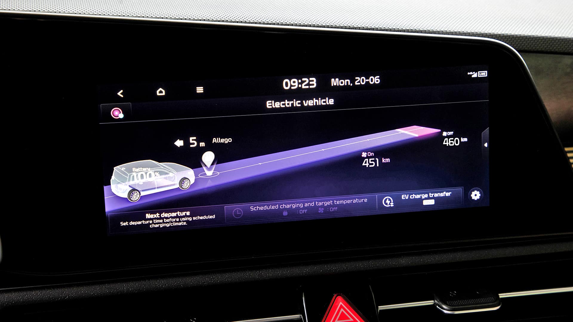 kia niro ev wyświetlacz zasięg