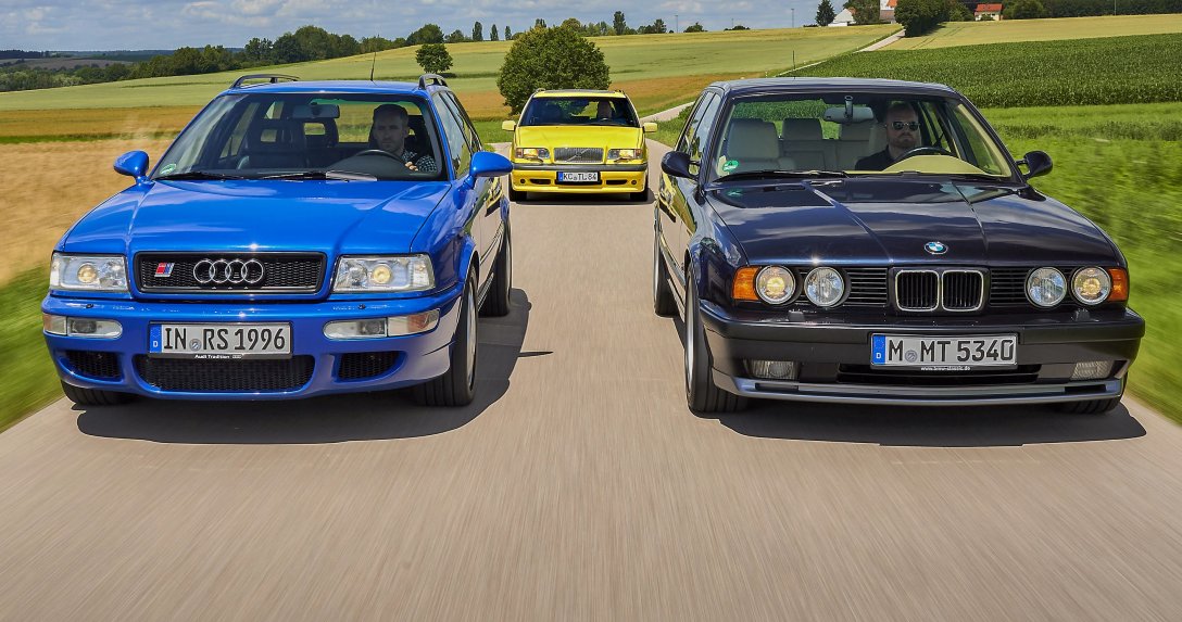 Audi RS2 Avant, Volvo 850 T-5R, BMW M5 Touring – przody