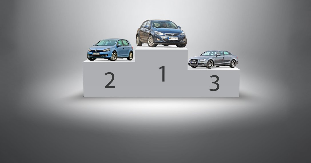 Opel Astra, Volkswagen Golf, Audi A4 na podium