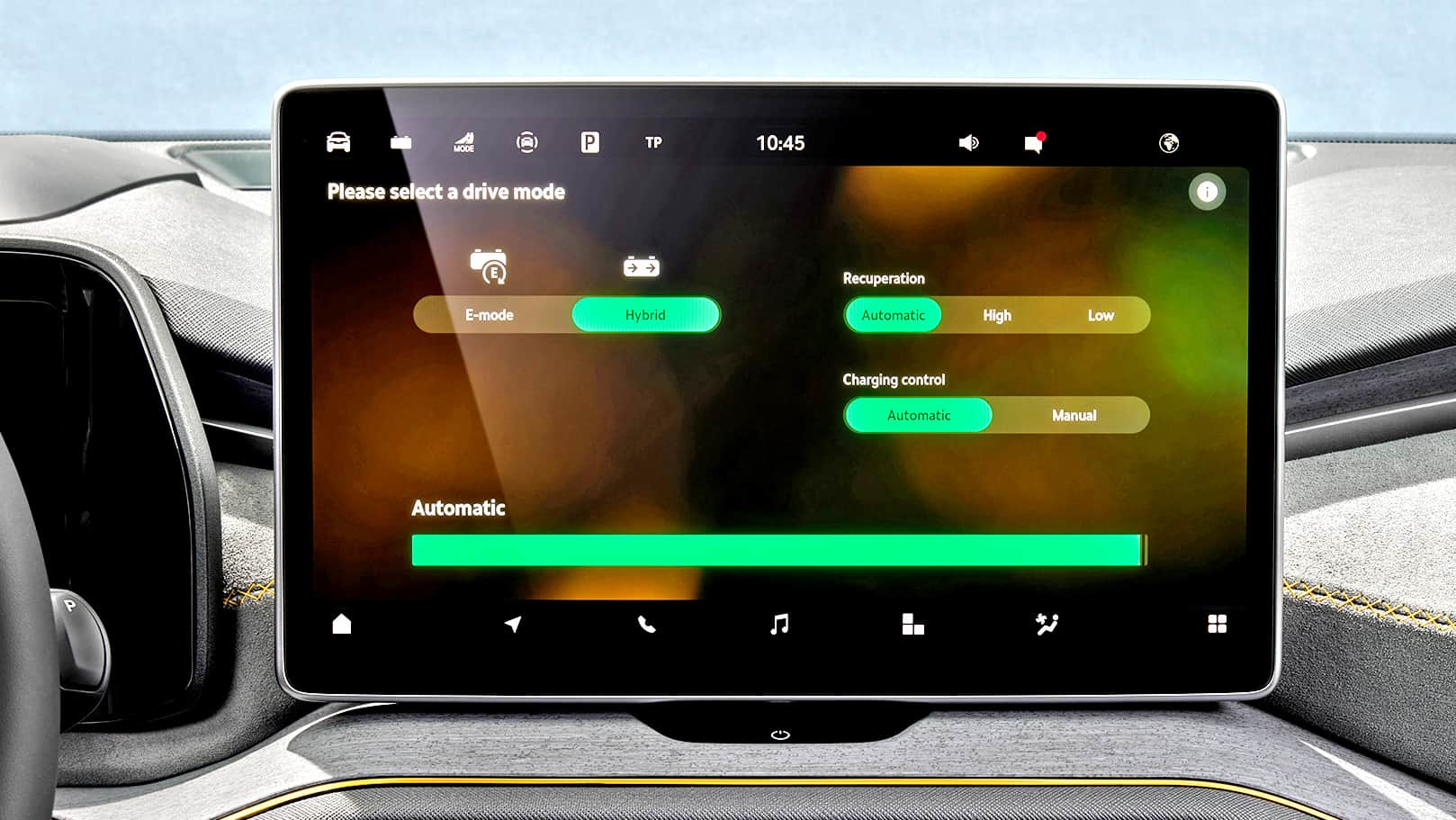 skoda naped hybrydowy plug-in ekran ustawienia