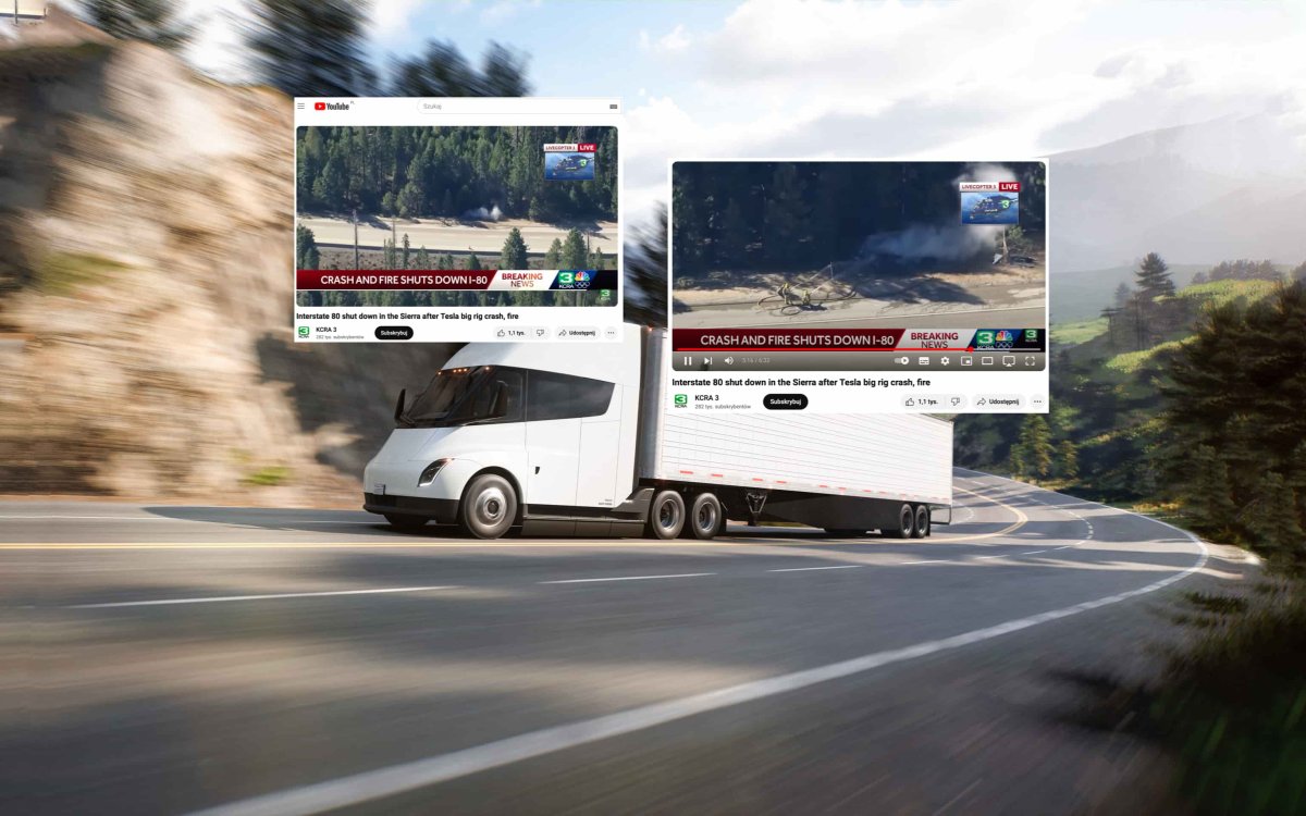 Elektryczna ciężarówka Tesli spłonęła w Kalifornii. Autostrada międzystanowa zamknięta, służby w szoku