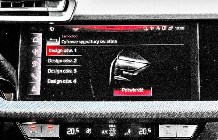 Audi A3 Limousine 35 TDI S tronic S line (2024) – wnętrze, sygnatury świetlne, ustawienia