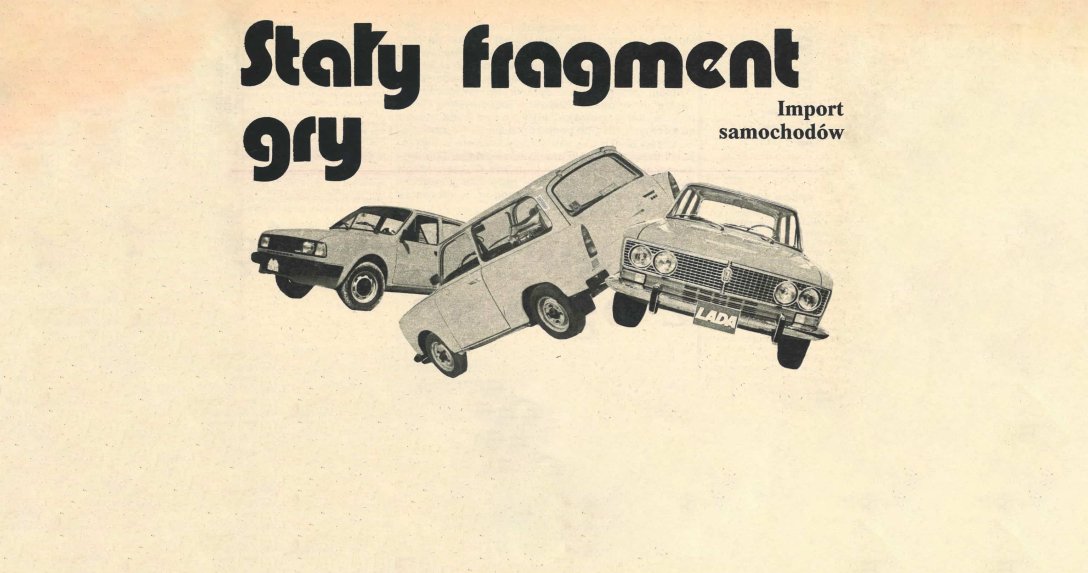 import samochodów – grafika z Motoru nr 42 z 1984 r.