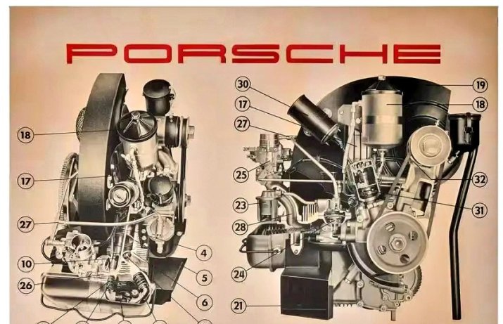 Rysunek silnika Porsche 356 A