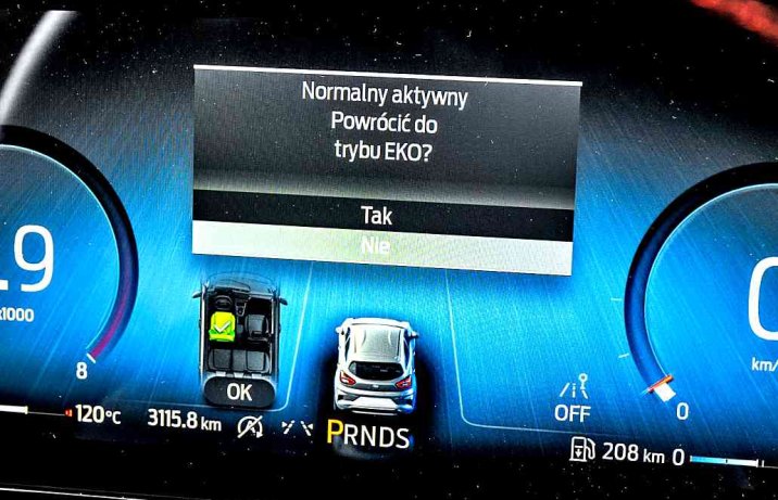 Ford Puma II FL ST 1.0 EcoBoost Hybrid – deska rozdzielcza, powrót do poprzedniego trybu jazdy