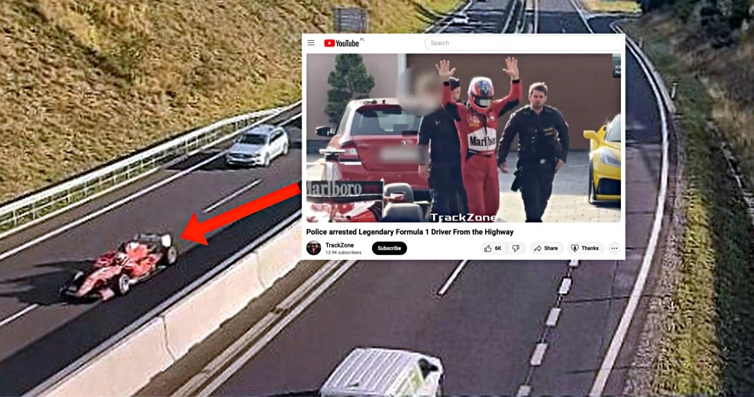 bolid F1 na czeskiej autostradzie