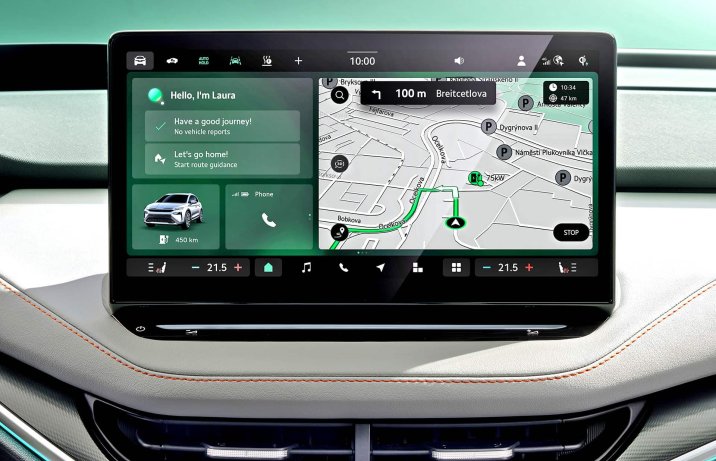 Skoda Elroq 2025 – ekran centralny z nawigacją