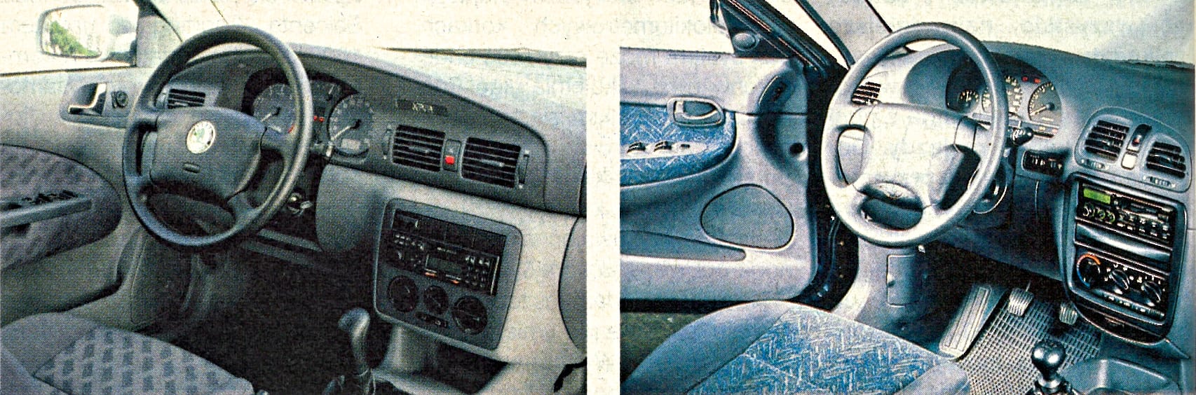  Skoda Octavia 1.6 GLX i Daewoo Nubira 1.6 SX – deski rozdzielcze