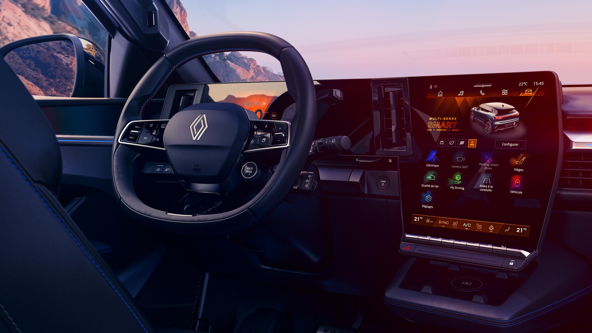Wnętrze Renault Megane E-Tech Electric z systemem openR link