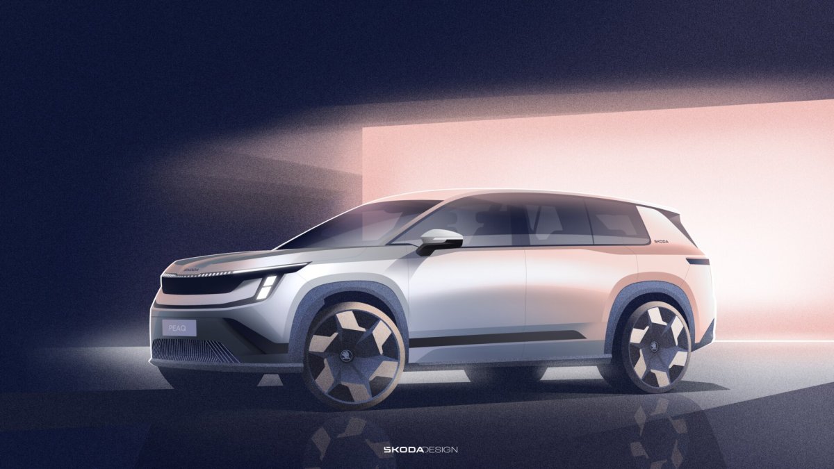 Škoda prezentuje szkice nadwozia modelu Peaq – nowego, elektrycznego, 7-osobowego SUV-a
