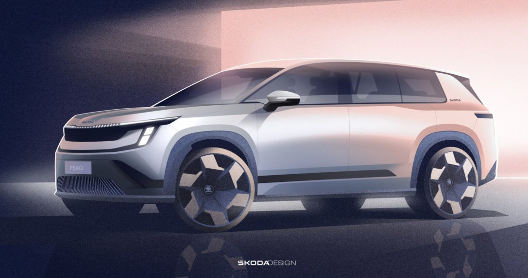 Škoda prezentuje szkice nadwozia modelu Peaq – nowego, elektrycznego, 7-osobowego SUV-a