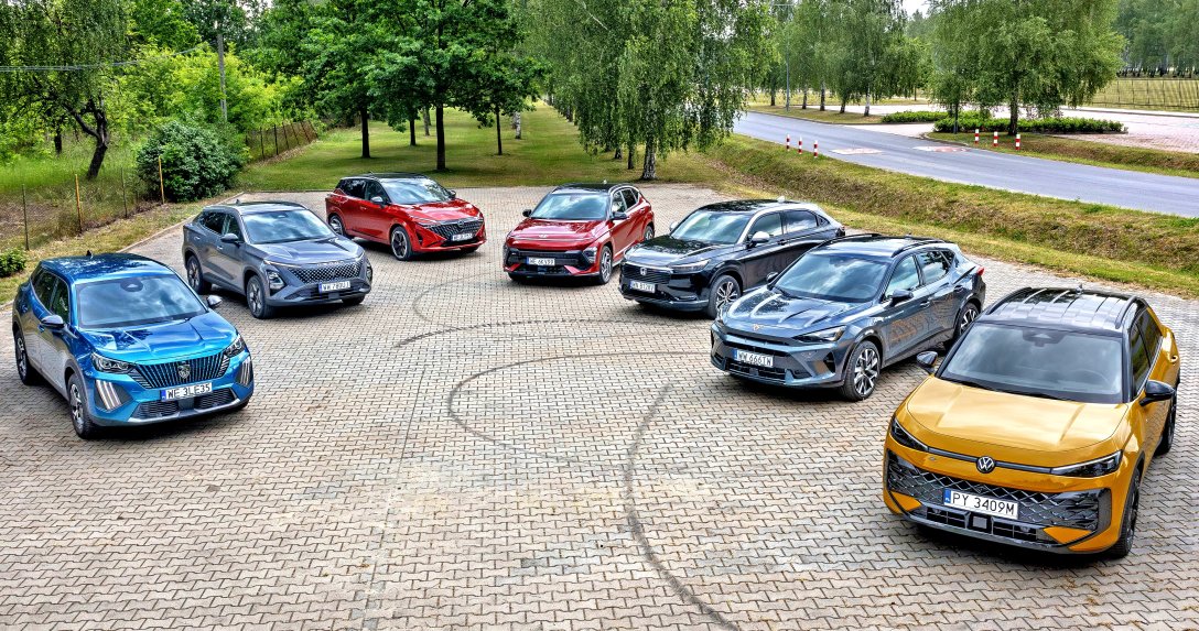 Cupra Formentor, Honda HR-V, Hyundai Kona, Nissan Qashqai, Omoda 5, Peugeot 2008, Volkswagen T-Roc – przody
