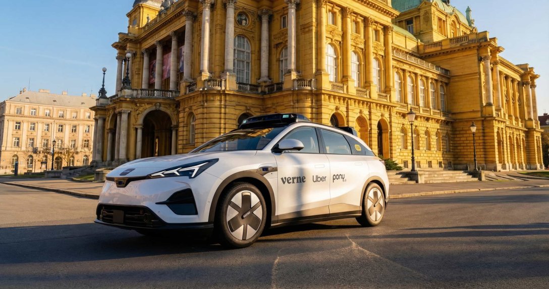 Robotaksówka ARCFOX Alpha T5 z systemem Pony.ai podczas usługi w Zagrzebiu