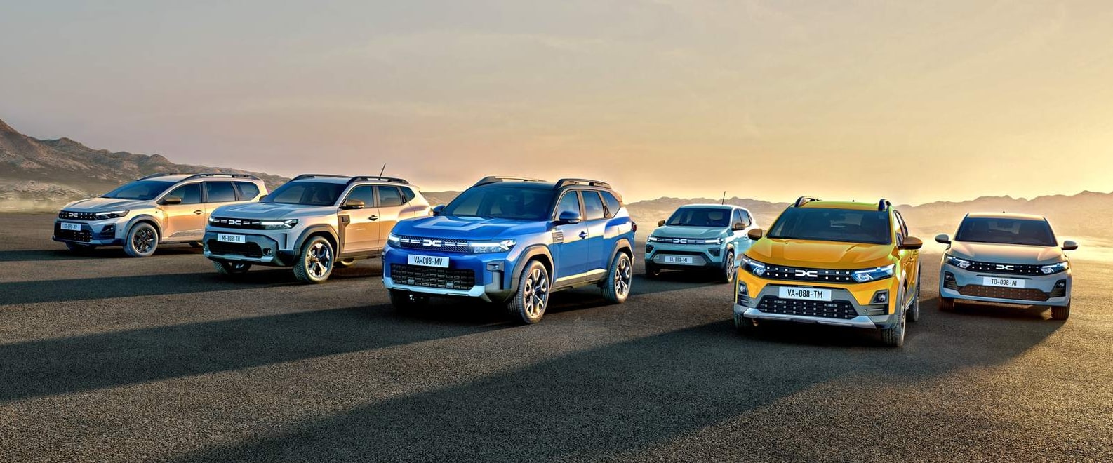 Gama Dacii na 2026 rok: Jogger, Duster, Bigster, Spring, Sandero Stepway i Sandero na wspólnym zdjęciu